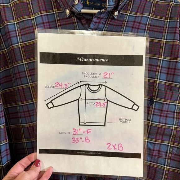 Men's Ralph Lauren Plaid Long Sleeve Oxford Work Shirt. Big & Tall. Size 2XB - Picture 6 of 6